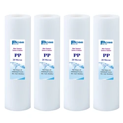 Confezione da 4 cartucce filtranti per acqua in polipropilene soffiato a fusione da 20 Micron diametro 2.5 pollici X 10 pollici di lunghezza-tipo universale