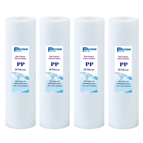 4 PACK OF 20 Micron Melt Blown Polypropylene Water Filter Cartridge 2.5-Inch Dia. X 10-Inch Long - Universal Type