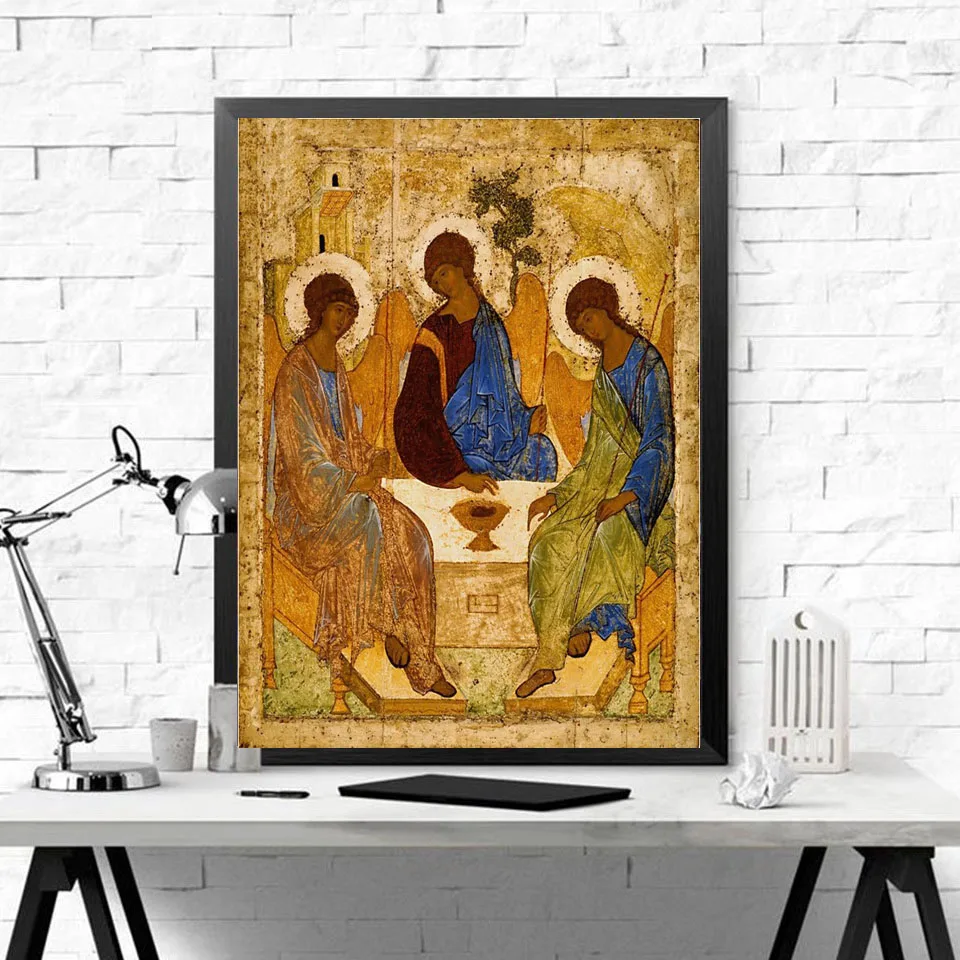 Diamond Painting Cross Stitch Kits Mosaic Diamond Pattern Holy Trinity Icon Three Angels Painting Religious Icon Christian gift