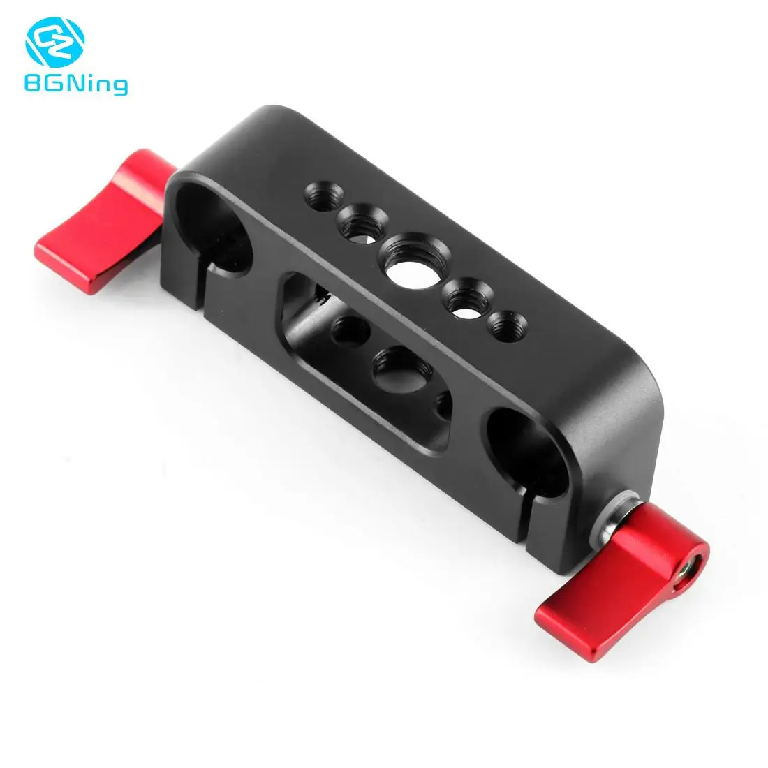 BGNing 15mm Rod Rig Clamp Double Holes 1/4 3/8 Thread Telephoto Lens Holder Support Rail Photography System For DSLR Camera Cage