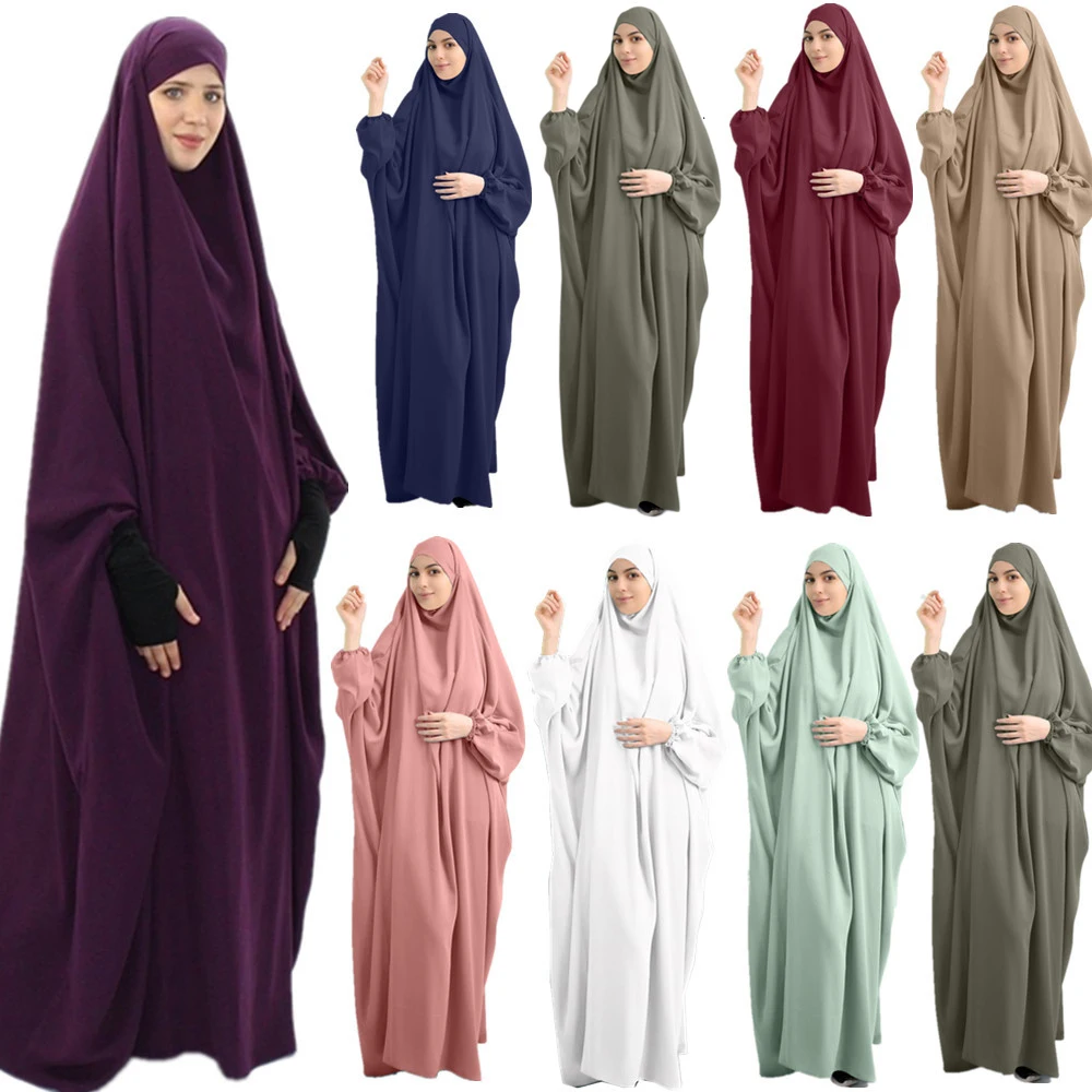 

Eid Ramadan Abaya Burqa One Piece Prayer Dress Muslim Women Overhead Khimar Abayas Islamic Kaftan Clothing Hooded Robe Modest