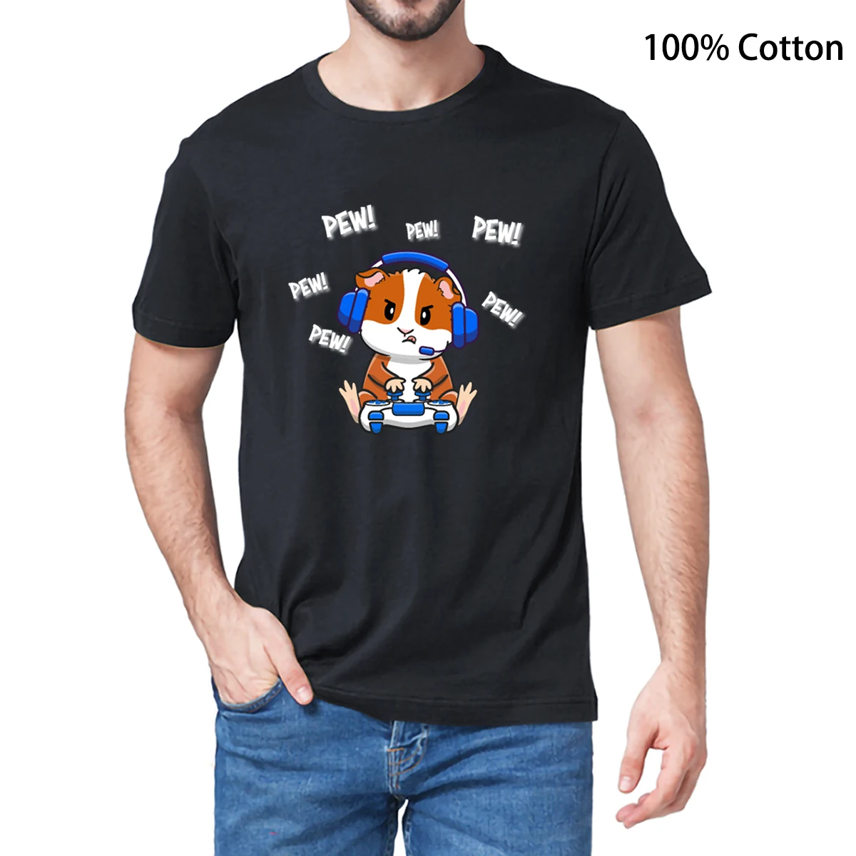 Unisex 100% Cotton Guinea pig Video Game Wildlife Animal Fashion Men's Novelty T-Shirt Women Casual Harajuku Soft Tee EU Size