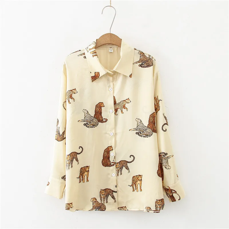 European And American Chiffon Shirt For Women Long Sleeve Leopard Shirts Fashion Woman Blouses 2021 Spring Autumn Tops Female