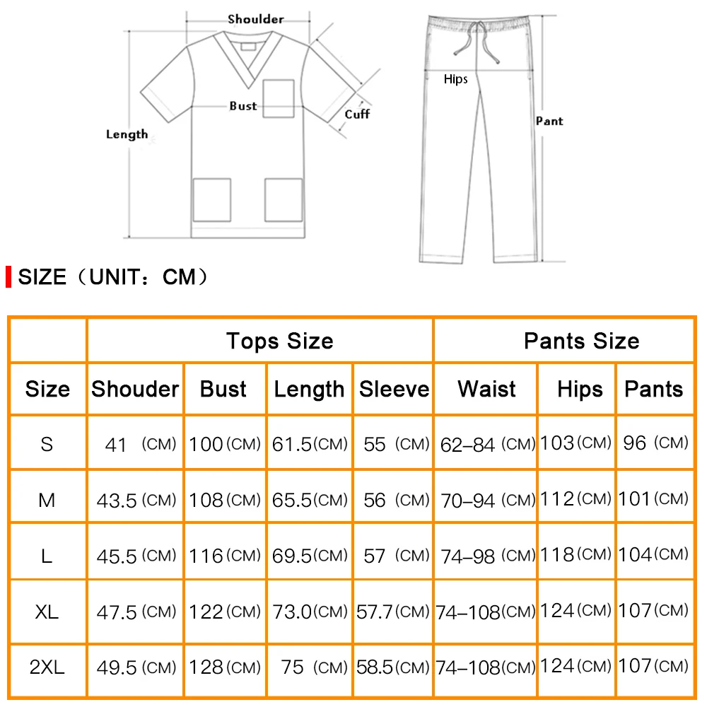 Unisex Scrub Set scollo a v Top + pantaloni uniforme maniche lunghe medico abbigliamento tuta Pet Grooming uniforme infermieristica abbigliamento da lavoro chirurgico