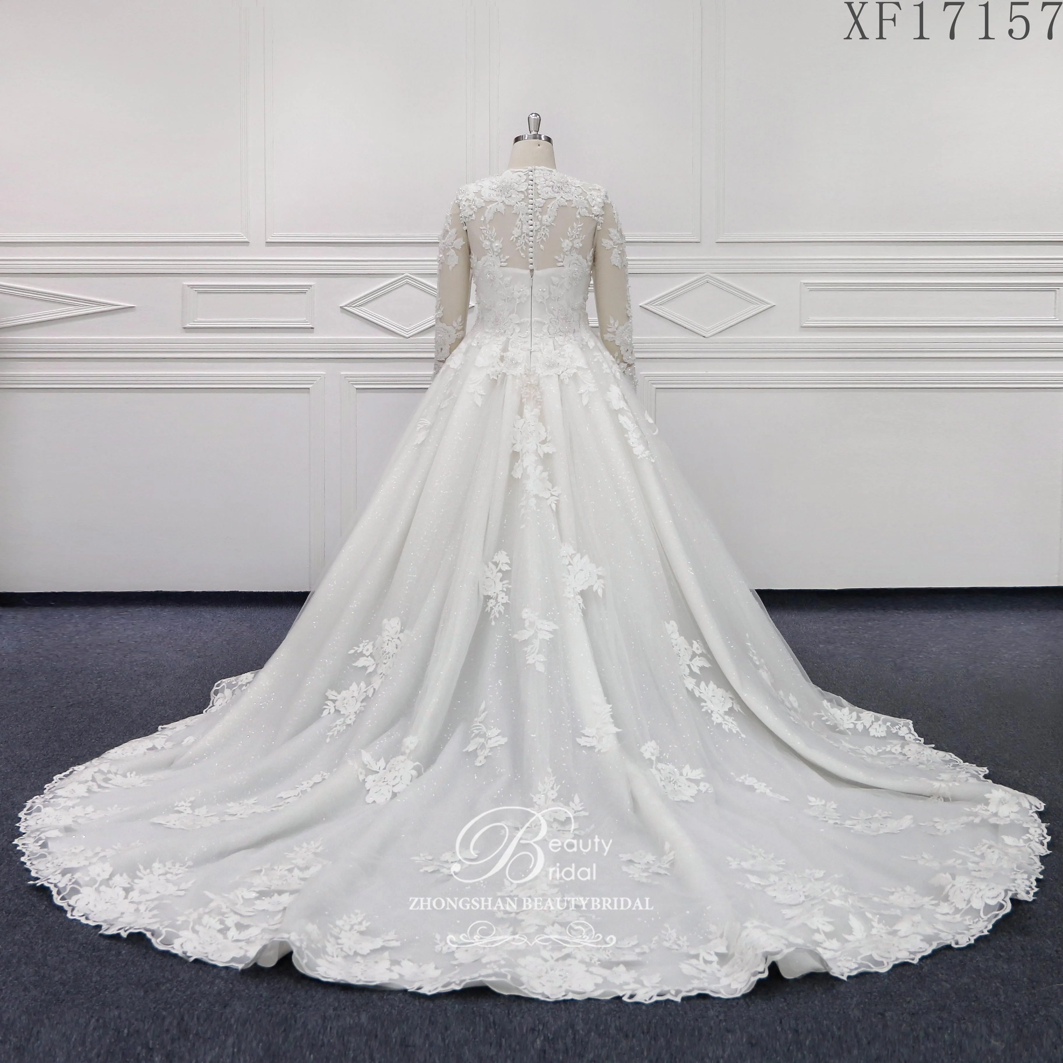 Beatuy bridal XF 17157 الدانتيل زين فستان الزفاف 2021a خط المحكمة أنيقة وأعلى تول الموضة