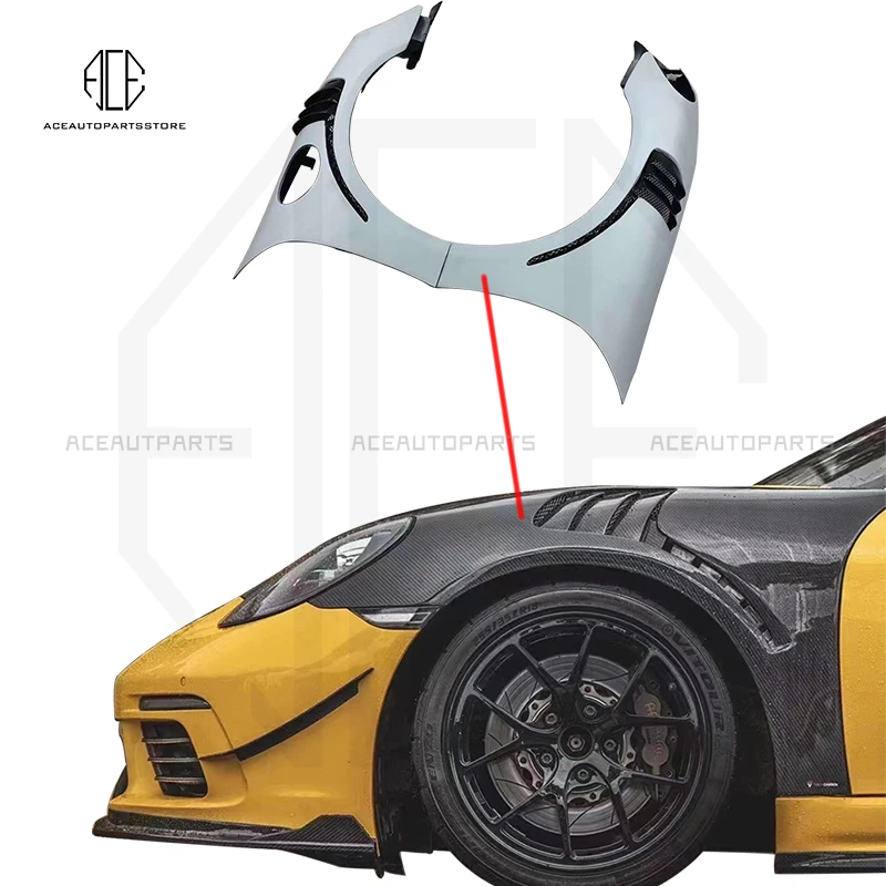 

For Porsche 718 Cayman Boxster Side Fenders Mudgurds Vent Flares Aprons Trim Carbon Fiber FRP Material 2016-2023