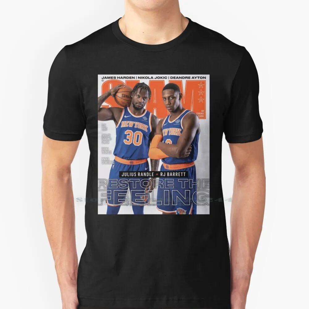 Slam Mag Julius Randle Rj 100% Cotton T Shirt Slam Basketball New York Nyc Knicks Julius Randle Rj Barett Rj Barrett Tee Short