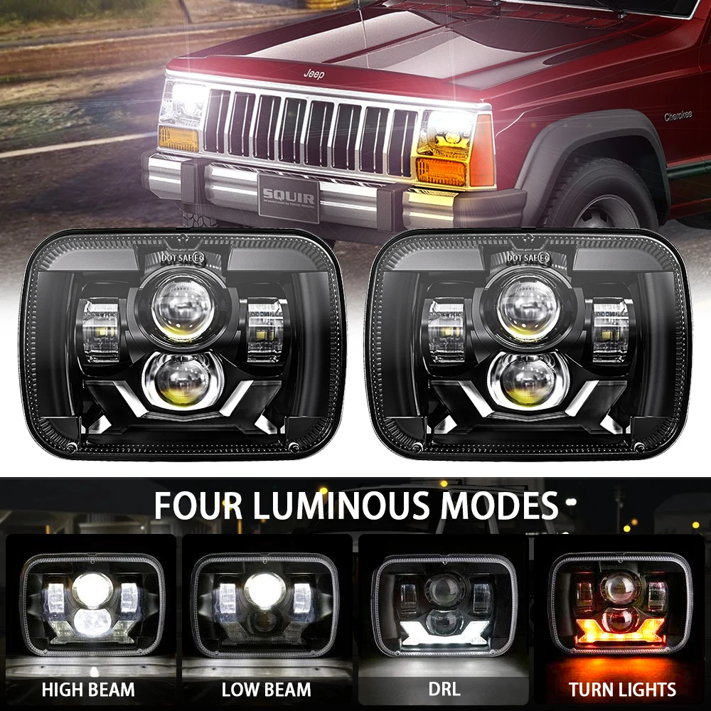 

Waterproof 5x7 Inch H4 LED Headlights 85W Hi/Low Beam Angel Eye DRL Headlamp for Jeep Wrangler YJ XJ Cherokee Off Road 4x4