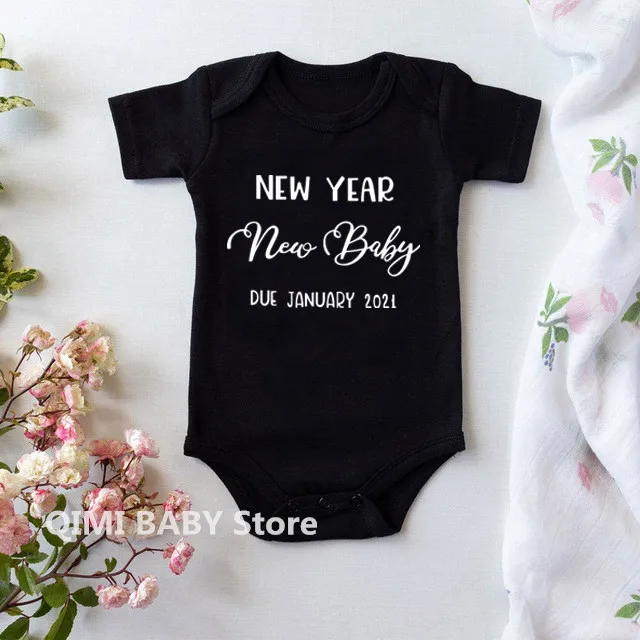 

2021 New Year New Baby Body Romper Infant Newborn Girls Boys Short Sleeve Bodysuits Romper Casual Clothes New Year Baby Shirt