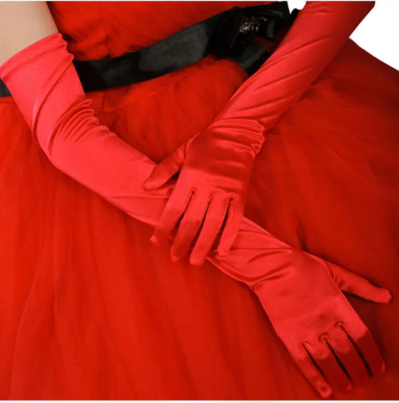 Guantes para vestido de novia, accesorios de boda para mujer, color blanco, rojo, dorado, negro, trenzas