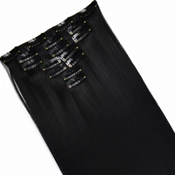 TOPREETY-Extensions Capillaires Synthétiques Résistantes à la Chaleur, Cheveux Lisses à Clips, 130g, 7006