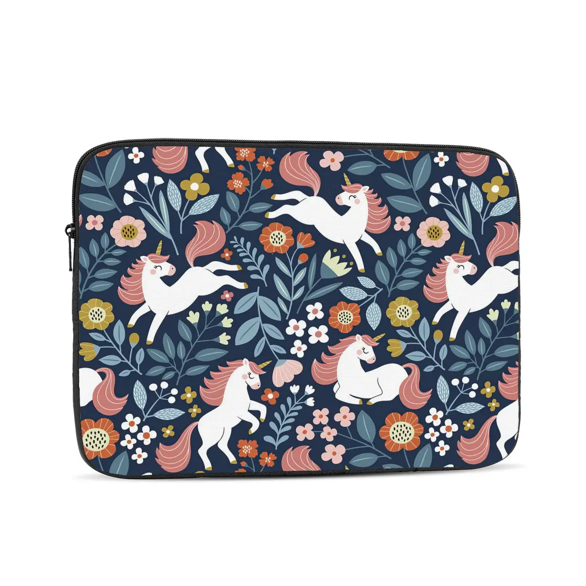 

Vintage Pattern With Cute Unicorns On Floral Background Computer ipad Laptop Cover Case Laptop Sleeve Bag Portable Cover