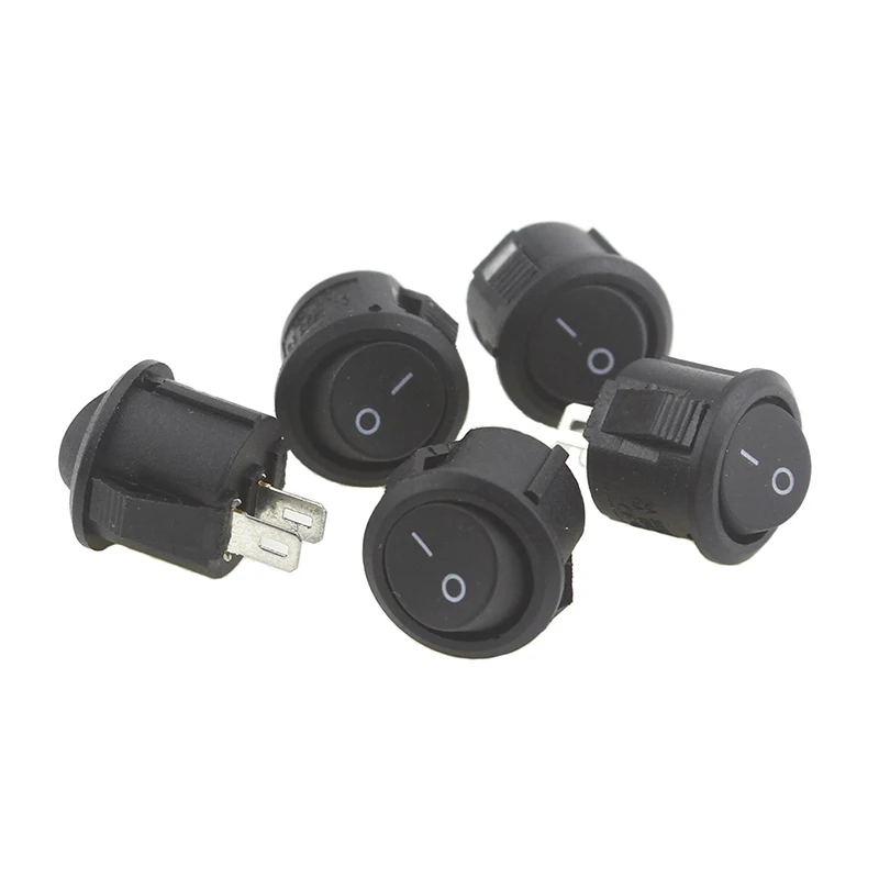 50/100 pieces/batch KCD1-105 16mm diameter small round boat rocker switch black 2 pin mini round black ON OFF Rocker switch