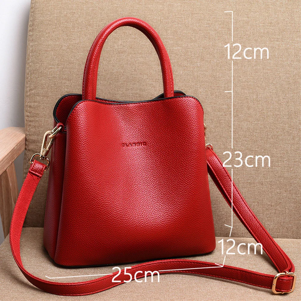 Designer Luxury Leather Women Bucket Handbag Quality Female Shoulder Crossbody Bags Large Capacity Ladies Tote Purses For Women