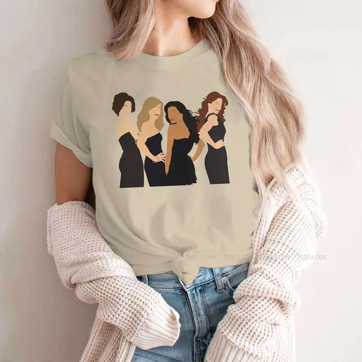 Silhouette Round Collar TShirt Desperate Housewives Susan Lynette Comedy Fabric Classic T Shirt Girl Tops New Design