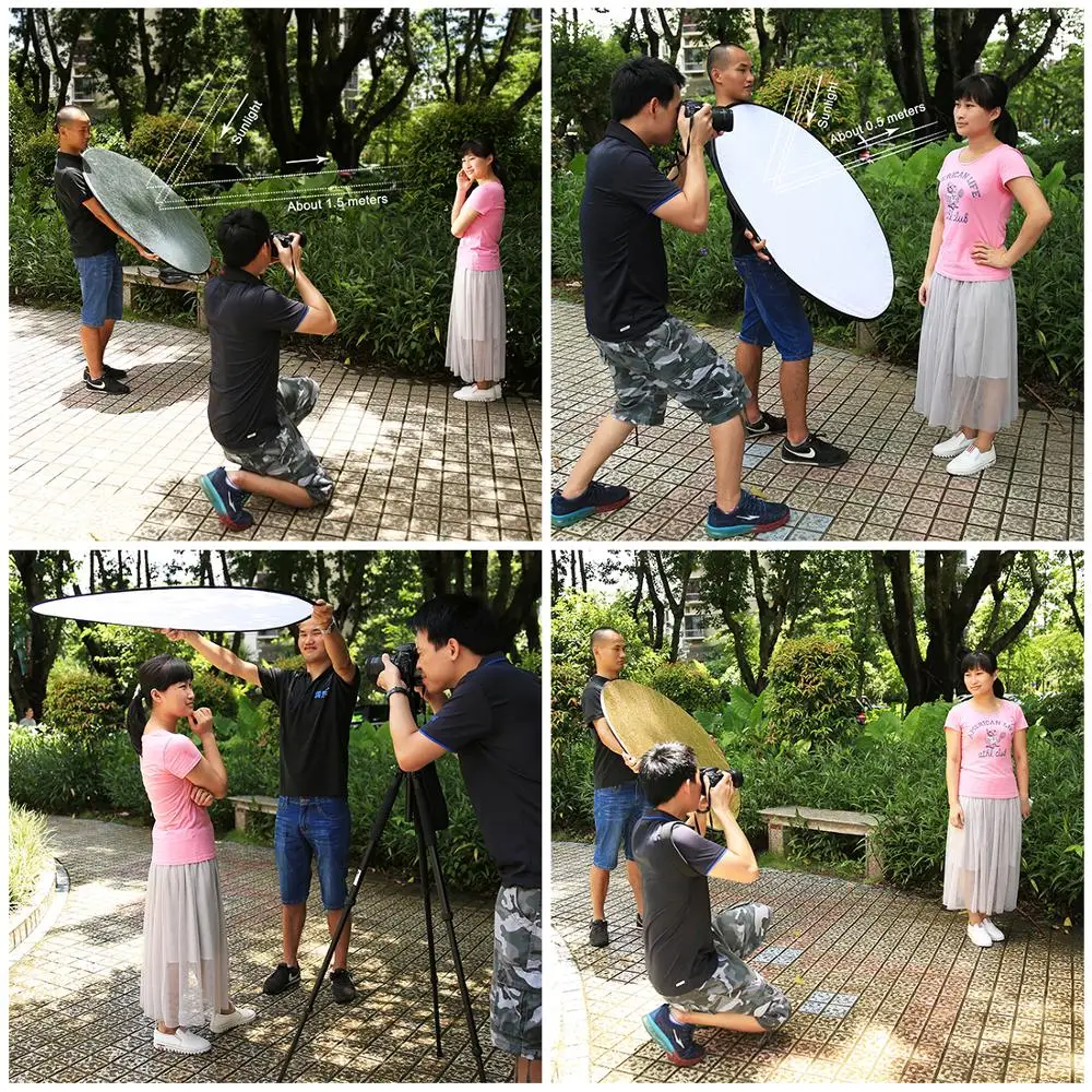 PULUZ 5 in 1 หลายPhoto Studioพื้นหลังReflector Boardแผงแบบพกพาพับรอบสะท้อนแสง