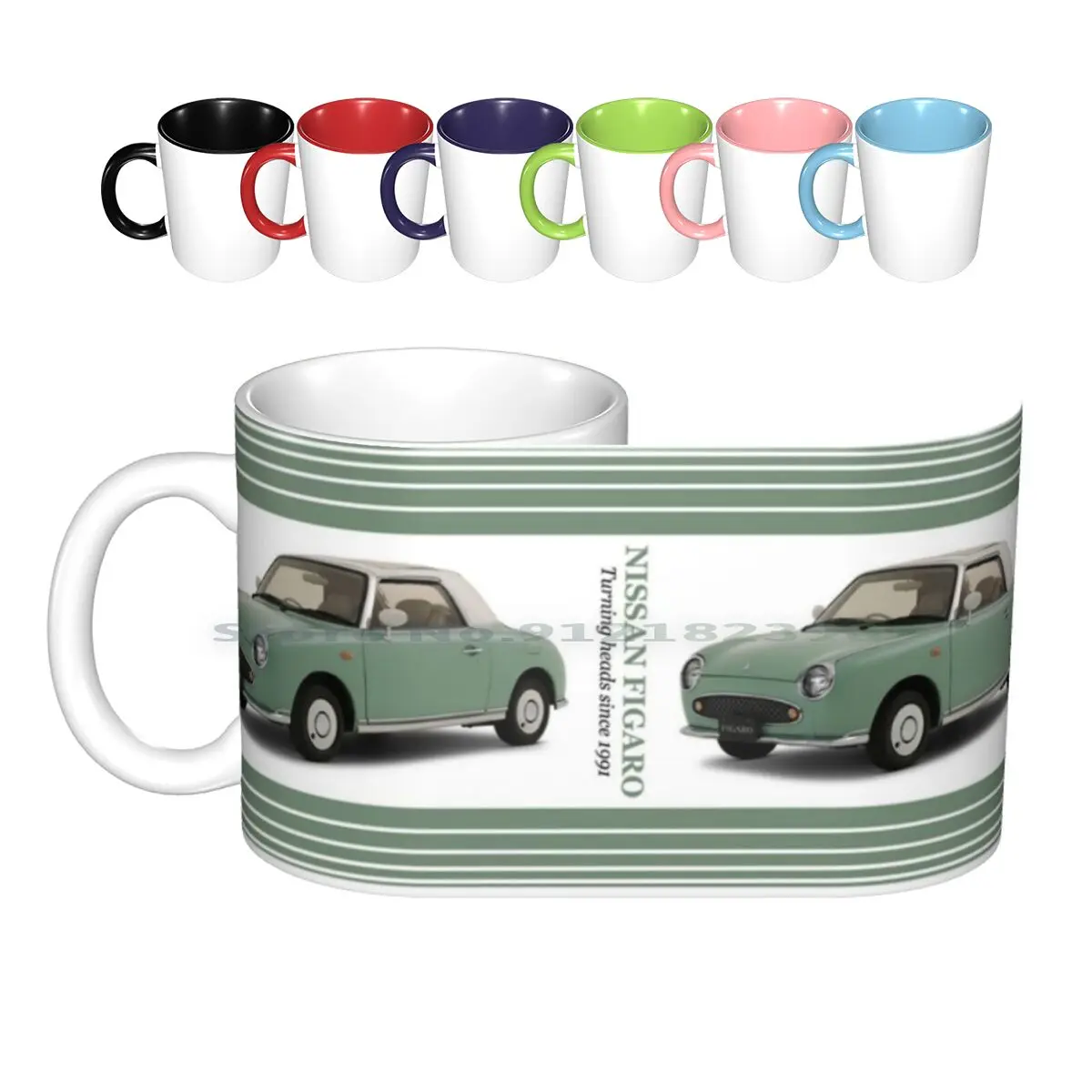 Nissan Figaro-taza de té de la leche, tazas de cerámica de diseño verde esmeralda, 7 tazas de café, Nissan, Figaro, Figaro