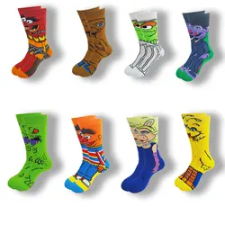 Calcetines de tubo medio de alta calidad para hombre y mujer, medias con personajes de películas de dibujos animados, estilo callejero, novedoso y divertido, Otoño e Invierno