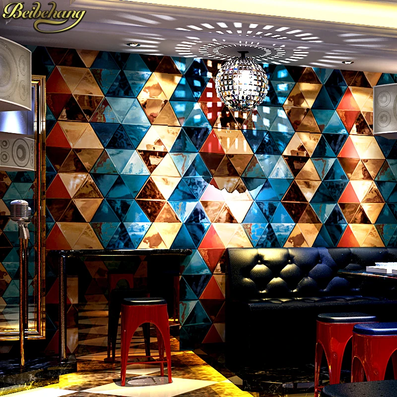 

beibehang papel de parede 3D KTV Wallpaper Flash Wall covering Bar Hotel Ballroom Box Theme Room Geometric triangle Wallpaper