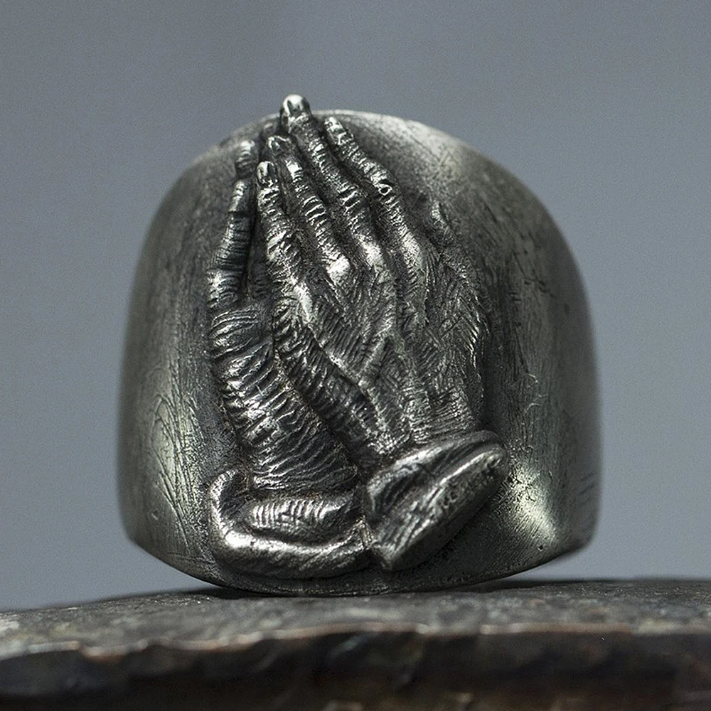 Quito-anillos de oración de la Virgen María para hombre, estilo Punk callejero, Hip Hop, bicicleta de acero inoxidable, anillo de la suerte, joyería, regalos, triangulación de envíos