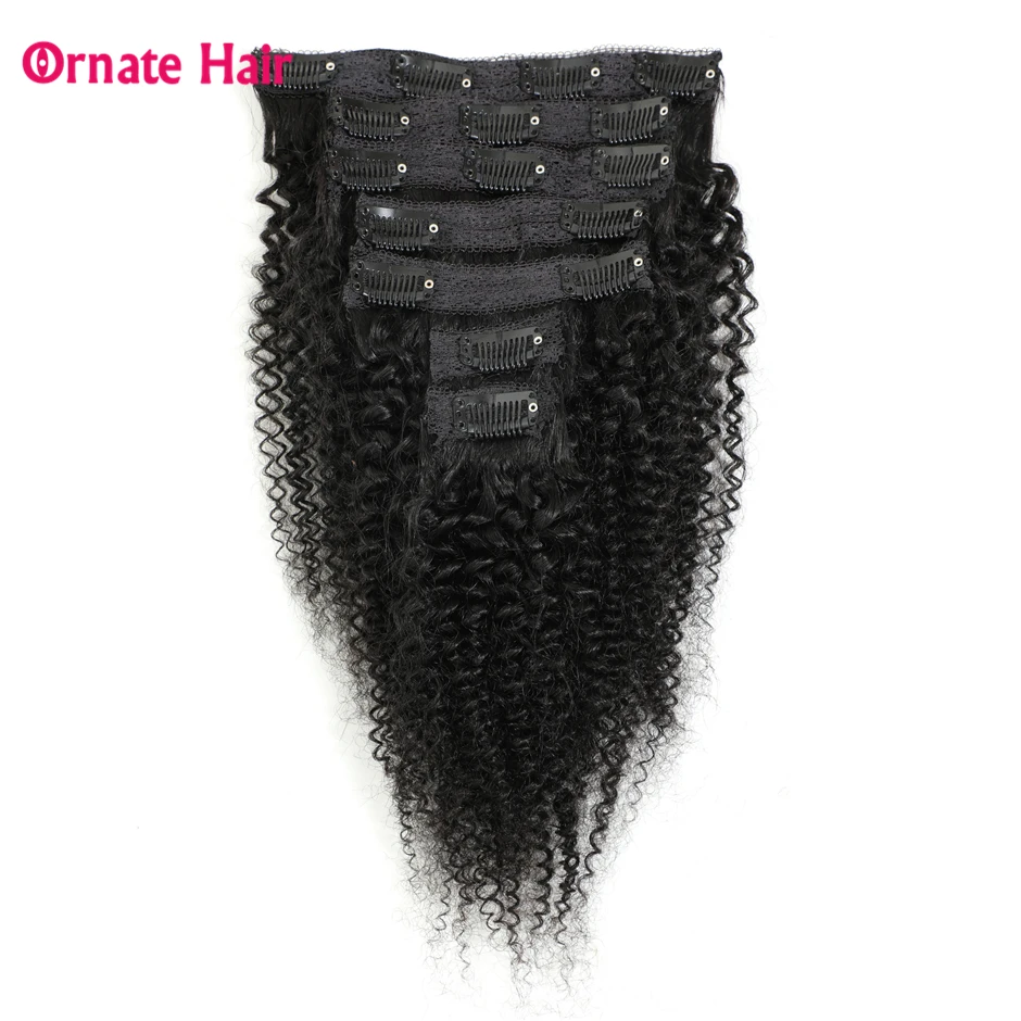 Clip in Human Hair Extensions Afro Kinky Curly Clip Ins Brazilian Remy Hair Extensions 7 pcs/set 100G Full Head Free Shipping