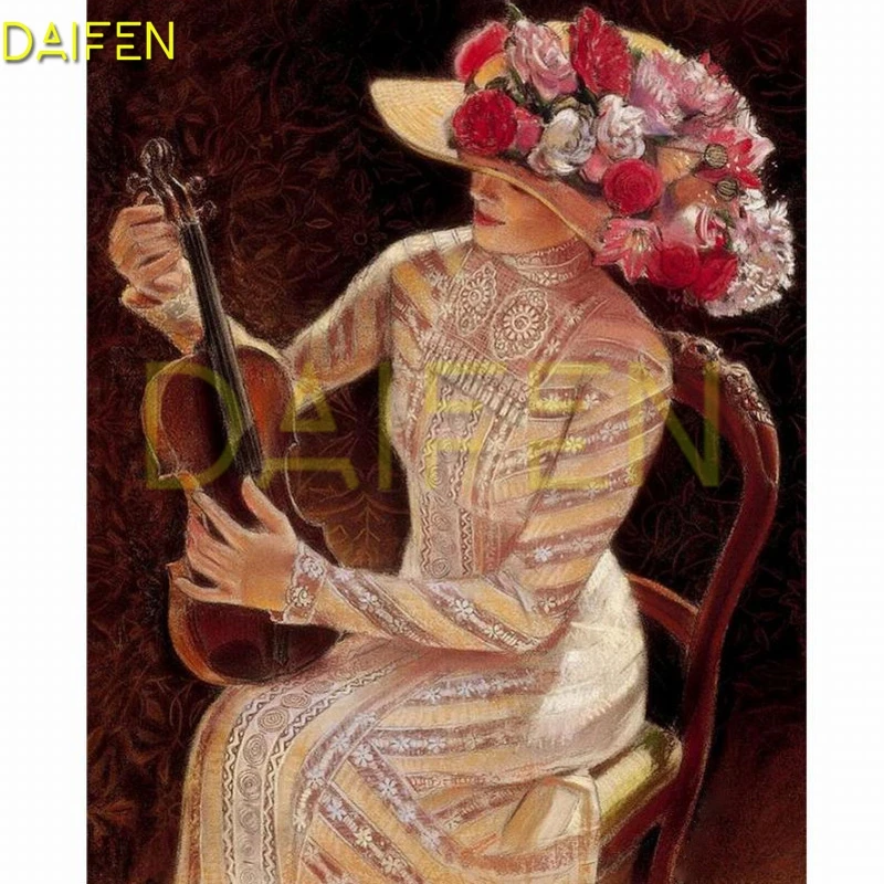 5D DIY Diamond painting hat flower Full Round Diamond embroidery Cross stitch Violin Rose Full Square Diamond mosaic Noblewoman