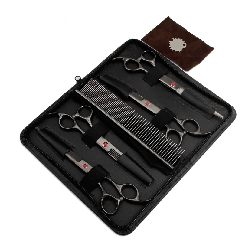 7.0 Inch Colorful Scissors Professional Steel Pets Thinning / Straight Shears Animal Cutting