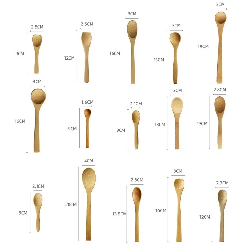 

1000 шт./лот, 15 размеров, деревянные ложки, ложка для меда, детские ложки, бамбуковая ложка, оптовая продажа LX3286