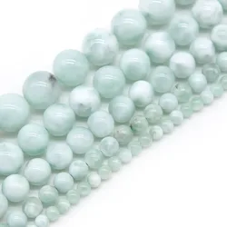 Natural Stone AAA Green Angelite Smooth Round Loose Spacer Beads Strand For Jewelry  Making DIY Bracelet Necklac Accessories