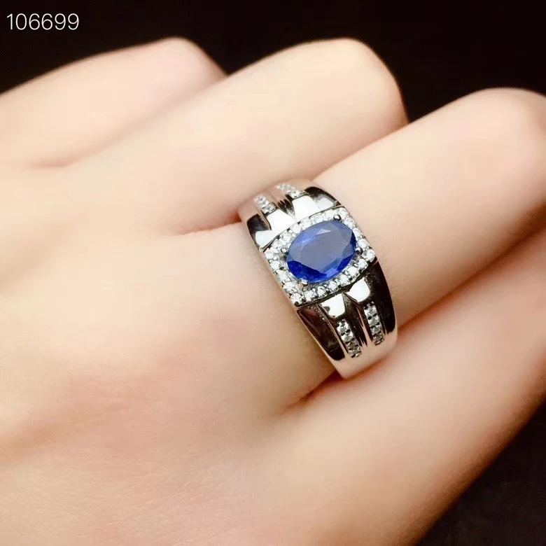 KJJEAXCMY Fine Jewelry Natural Sapphire 925 Sterling Silver New Adjustable Gemstone Men Ring Support Test Popular Fashion