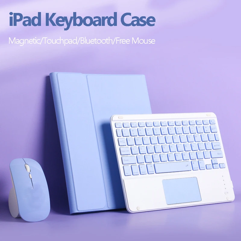 

Free Mouse Keyboard for IPad 2021 Pro 11 10.5 Case Air 4 3 2 1 9.7 10.2 7th 8th Bluetooth-compatible Keyboard PU Leather Case