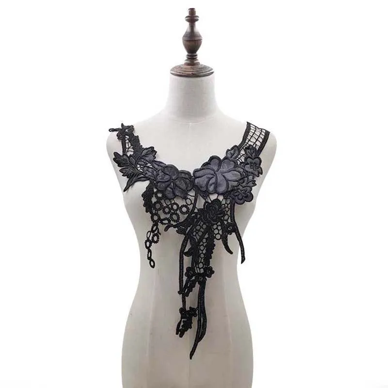 5ชิ้นเย็บปักถักร้อยดอกไม้A Ppliqueคอสีดําลูกไม้ปกDIYชุดอุปกรณ์เสริมสมุดหัตถกรรมอุปกรณ์เย็บผ้าใหม่