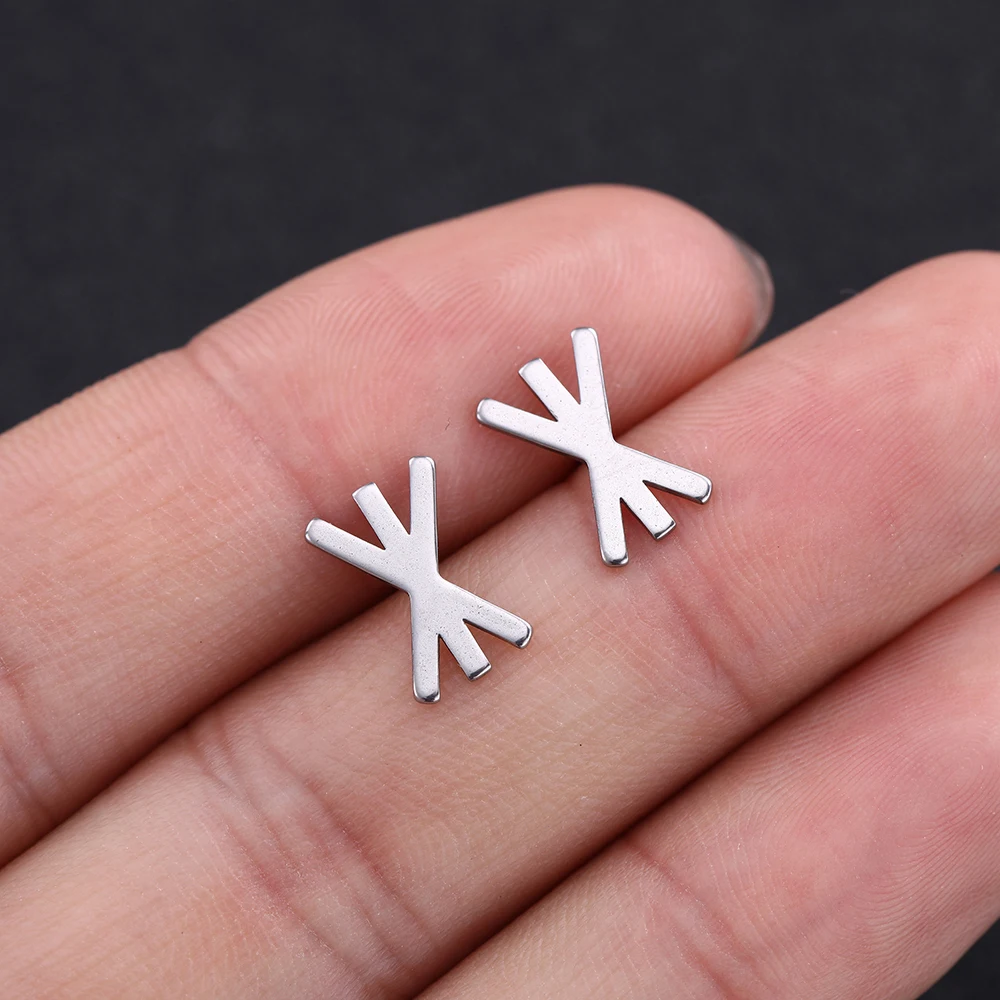 Dawapara Runes Letter Simple Fashion Earrings Stainless Steel Jewelry  Metal  Unisex  Trendy Stud Earrings