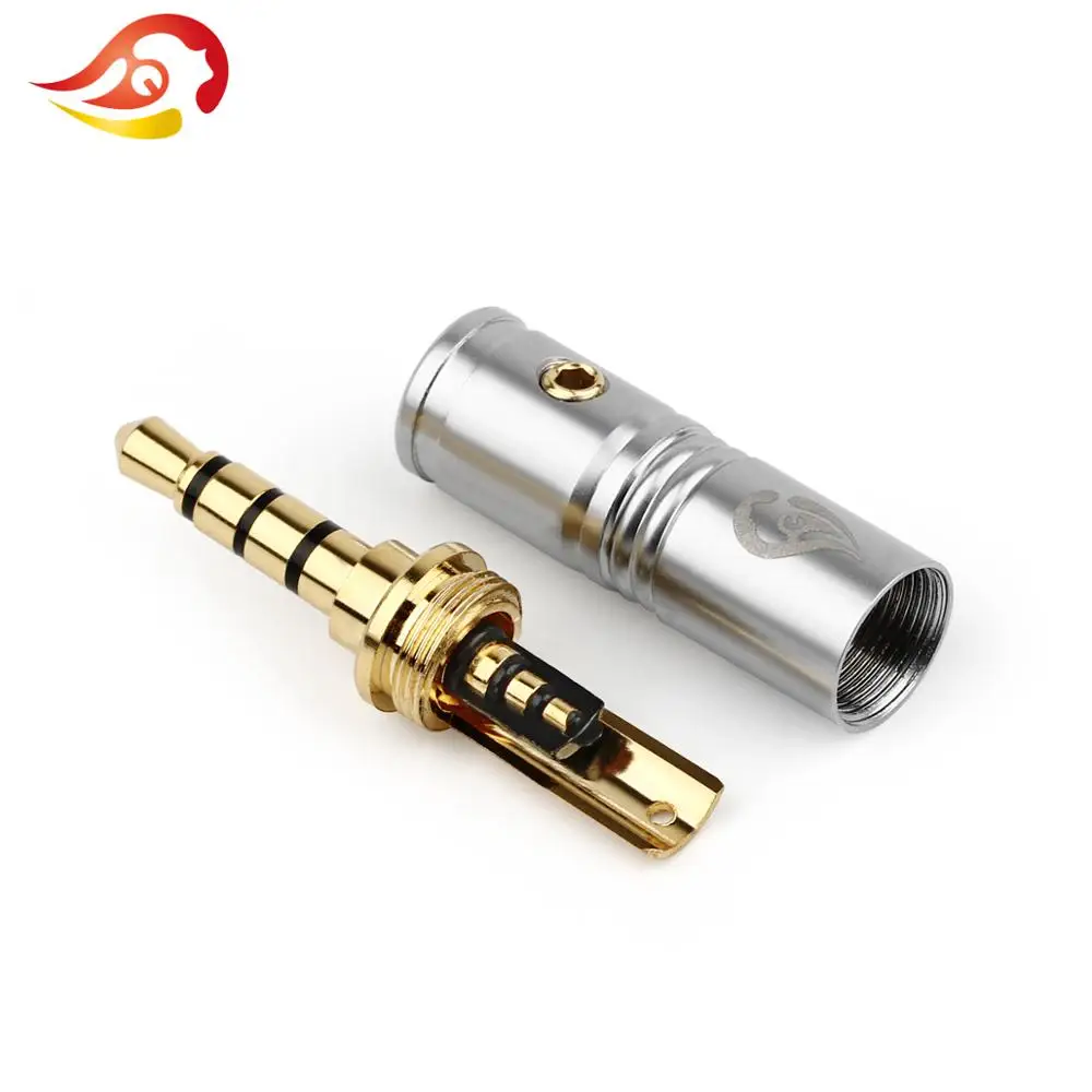 QYFANG 4-Layer Rhodium Plated Copper 3.5mm 4 Pole Audio Jack Earphone Plug Metal Adapter Wire Connector For DBL HiFi Headphone