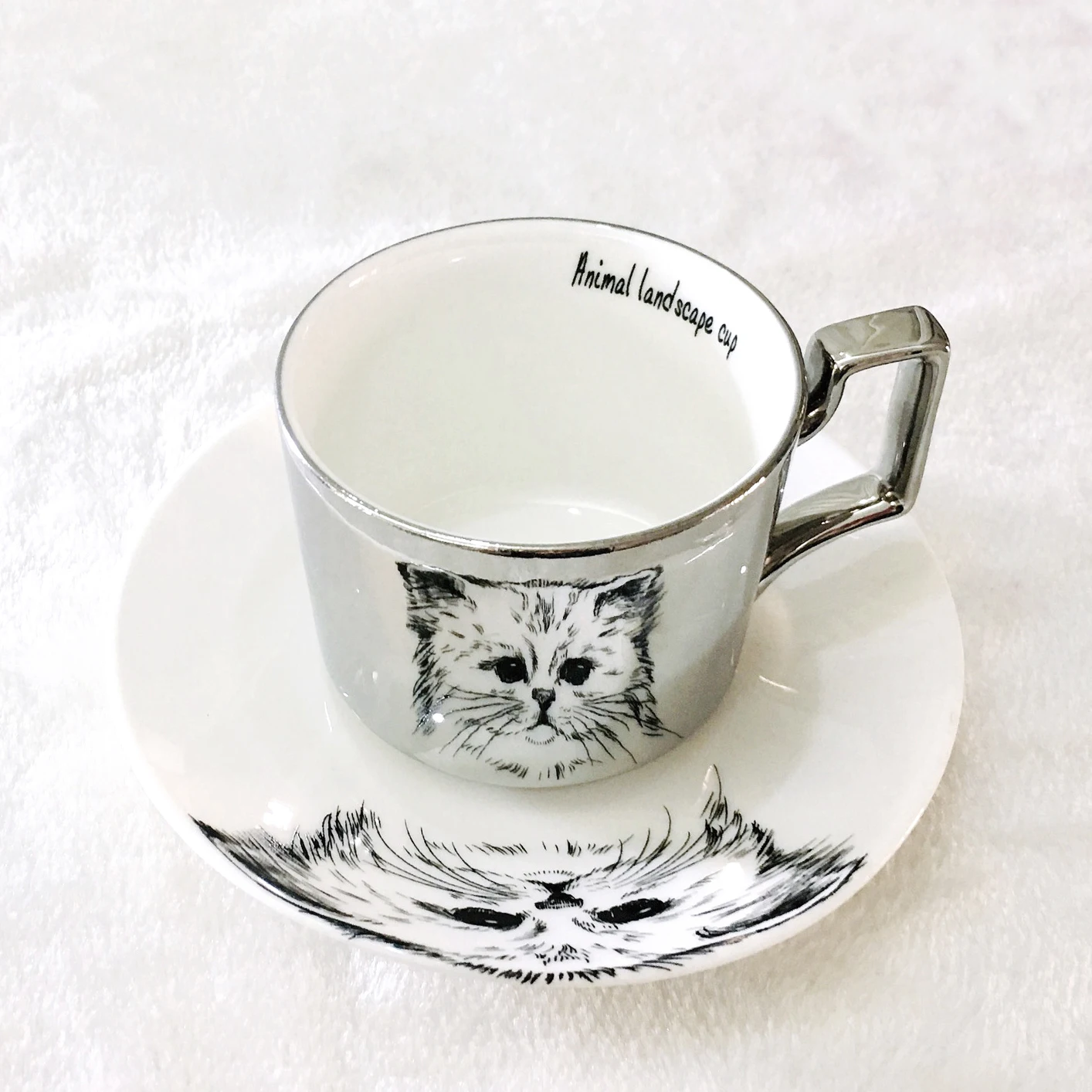 Luxury Bone China Reflection cup Cartoon Cat anamorphic cup Tiger mug The Mirror Collection leopard mug