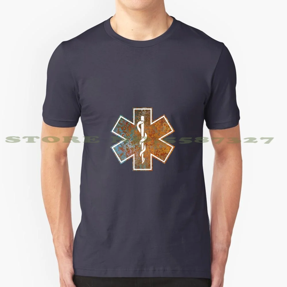 Star Of Life - Rusty Pattern 100% Cotton T-Shirt Star Of Life Medic Ambulance Emt Eca Paramedic Emergency Medical Technician