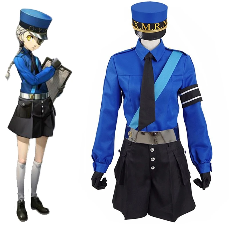 

Persona 5 Twin Prison Wardens Caroline and Justine Cosplay Uniform Suit Halloween Costumes Custom Made Top+Pants+Hat Full Set