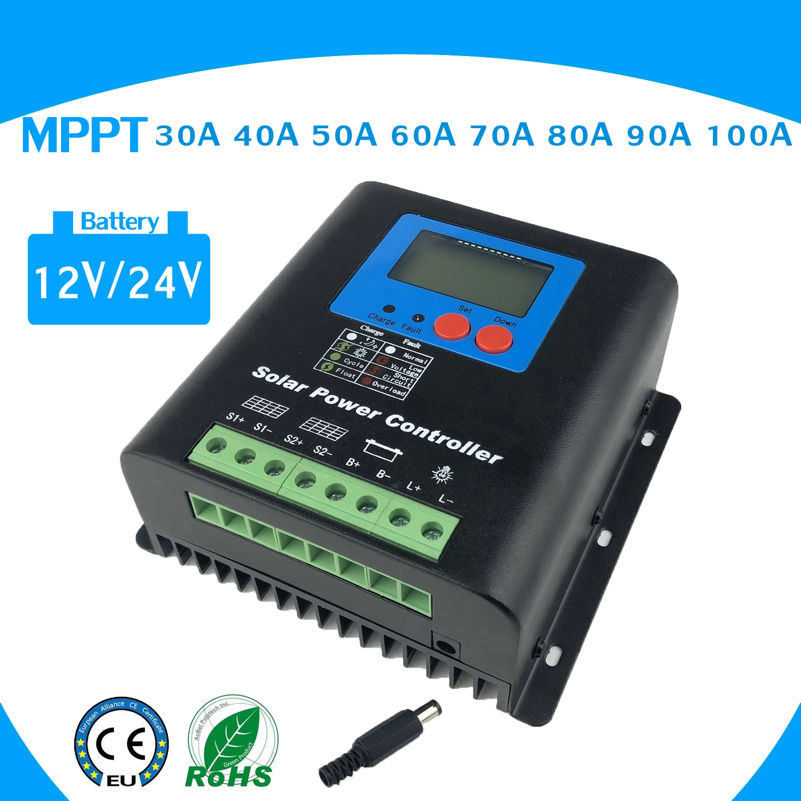 

100A90A/80A/70A/60A/50A/40A/30A high quality Solar Charger Controller 12V 24V Auto MPPT Controllers LCD Display Controller