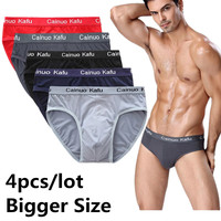 4 Pcs/Lot Breathable Men's Underwear Briefs Bodysuit Comfortable Solid Color Underpants Large Size L XL 2XL 3XL 4XL  5XL