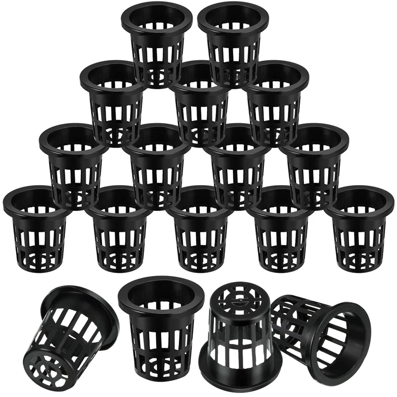 100 Pack 2.36 Inch Net Cups Slotted Mesh Wide Lip Filter Plant Net Pot Bucket Basket for Hydroponics Aquaponics Orchids