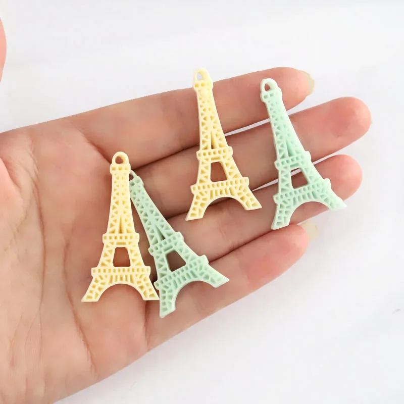 

Set of 50pcs Large 42*22mm Resin Eiffel Tower Pendant Charms Ivory and Light Green Mixed For Embellishment Jewelry Accessories