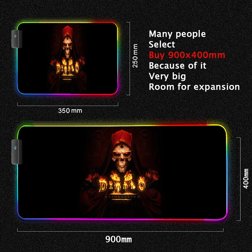 Backlit Mat Diablo Full Gaming Computer Desk Table TABL MAT Computer Accessories Rubber Pads Pc Gamer Complete Large Mouse Pad