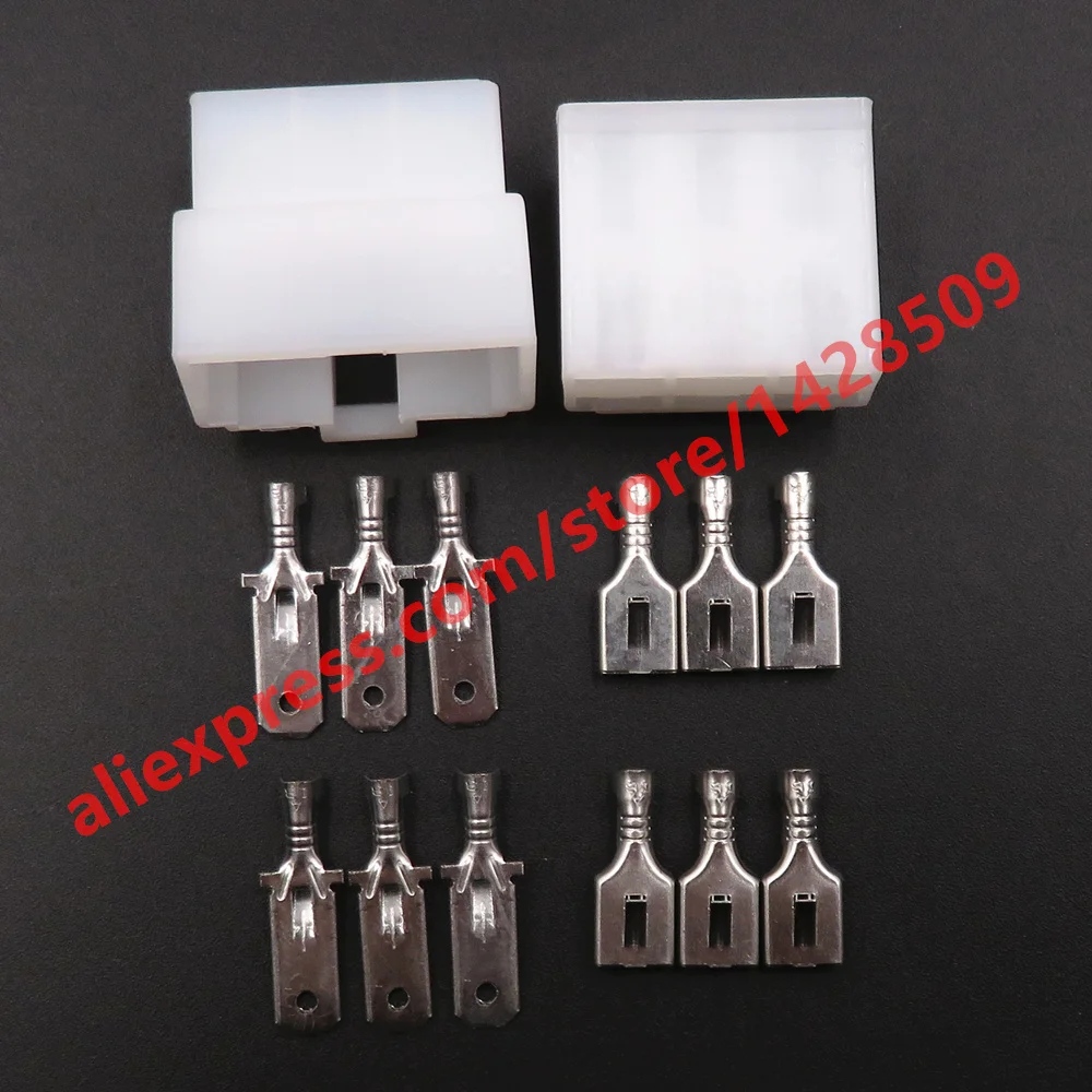 1 Set 6 Pin 6.3 Series Automobile High Current Cable Harness Plug Male Female Socket Docking Unsealed Connector