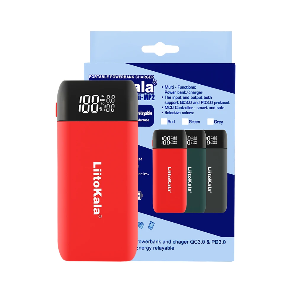 LiitoKala Lii-MP2 szybka ładowarka 18650 Power Bank przenośny C wejście QC3.0 ładowanie dla 18700 20700 21700 18650 ładowarka — zdjęcie produktu 7