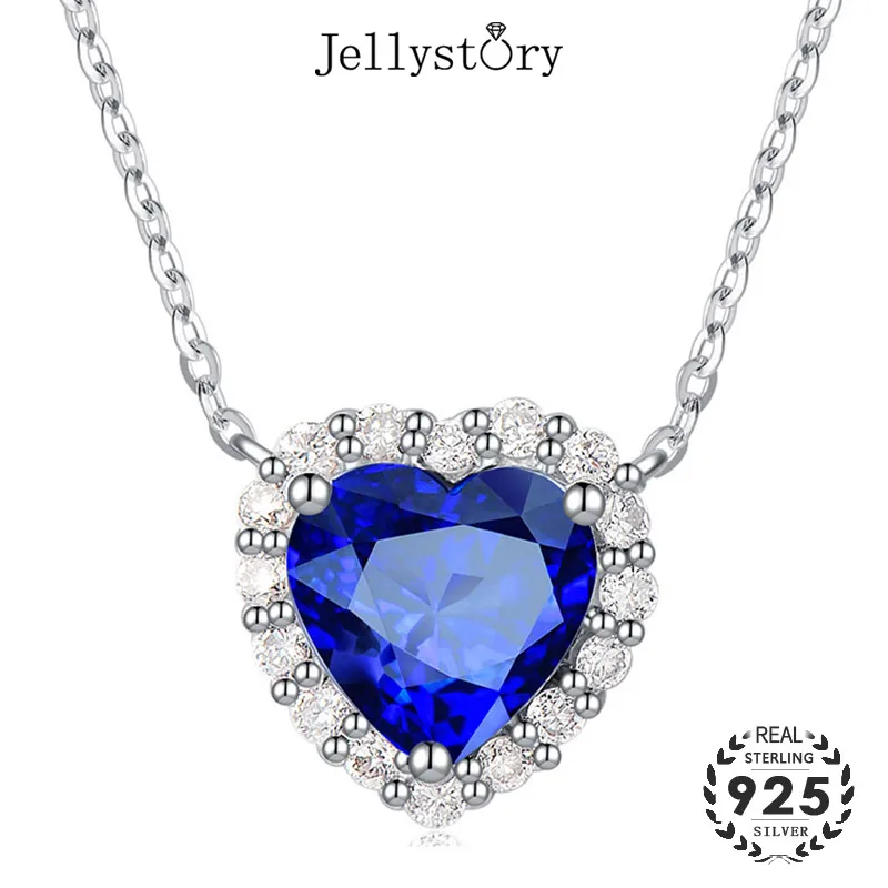 

Jellystory Классический 925 ювелирных изделий из серебра ожерелье с сердцем-shape форме, благодаря чему создается ощущение невесомости с Сапфир циркон подвеска из драгоценных камней для женщин Свадебная вечеринка подарки