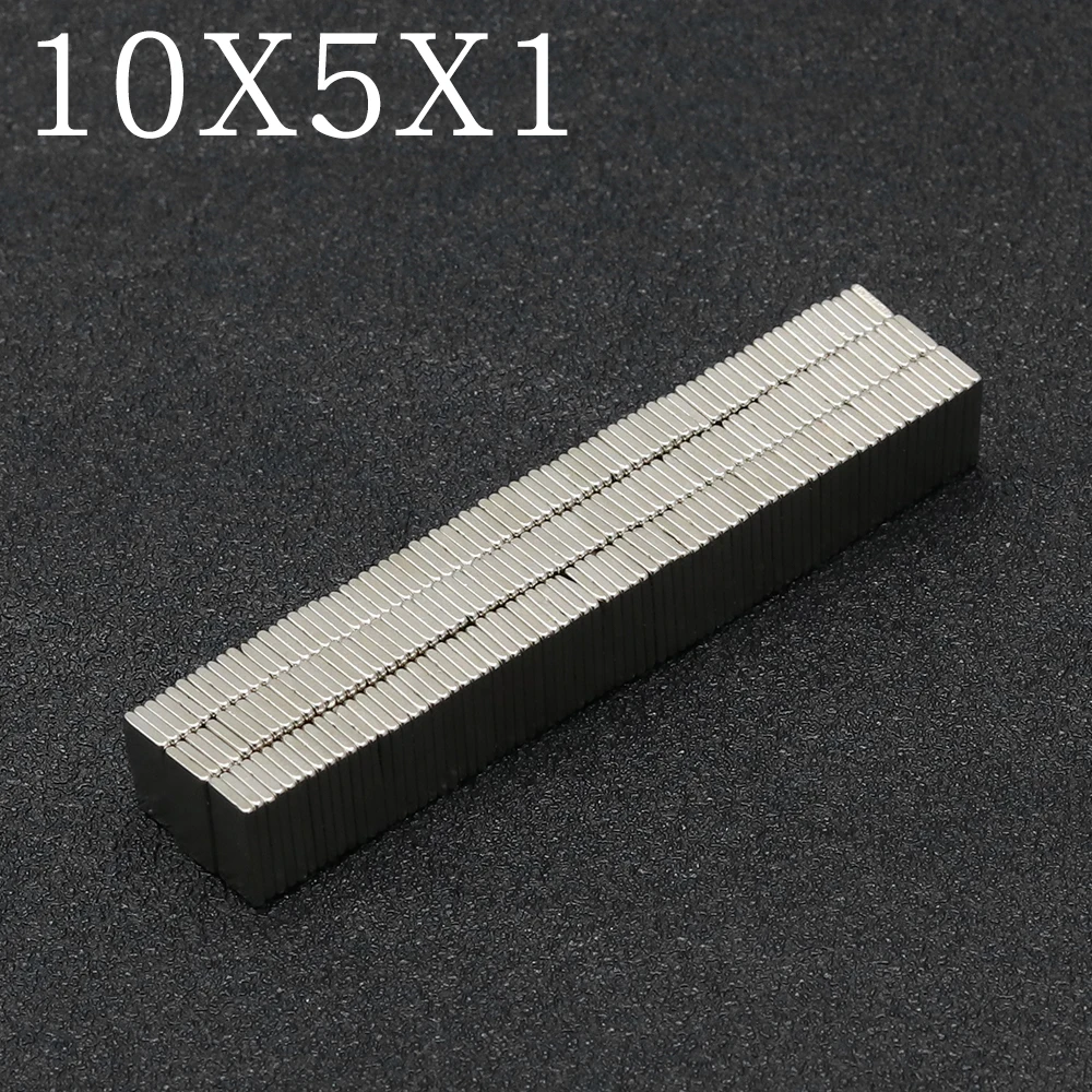 

20//50/100/200 Pcs Block 10x5x1 NdFeB Neodymium Magnet N35 Super Powerful imanes Permanent Magnetic 10mmX5mmX1mm Rectangular