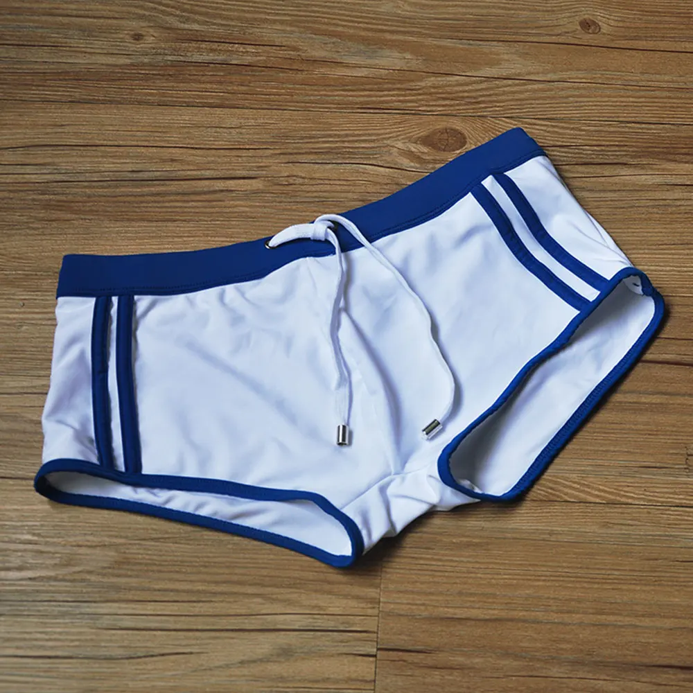 Trunk Swimwear Swim Pants Solid Stretch Outdoors Casual Bathing-Pants Brand Beach Swimming Drawstring Man Swimsuit Low-Waist