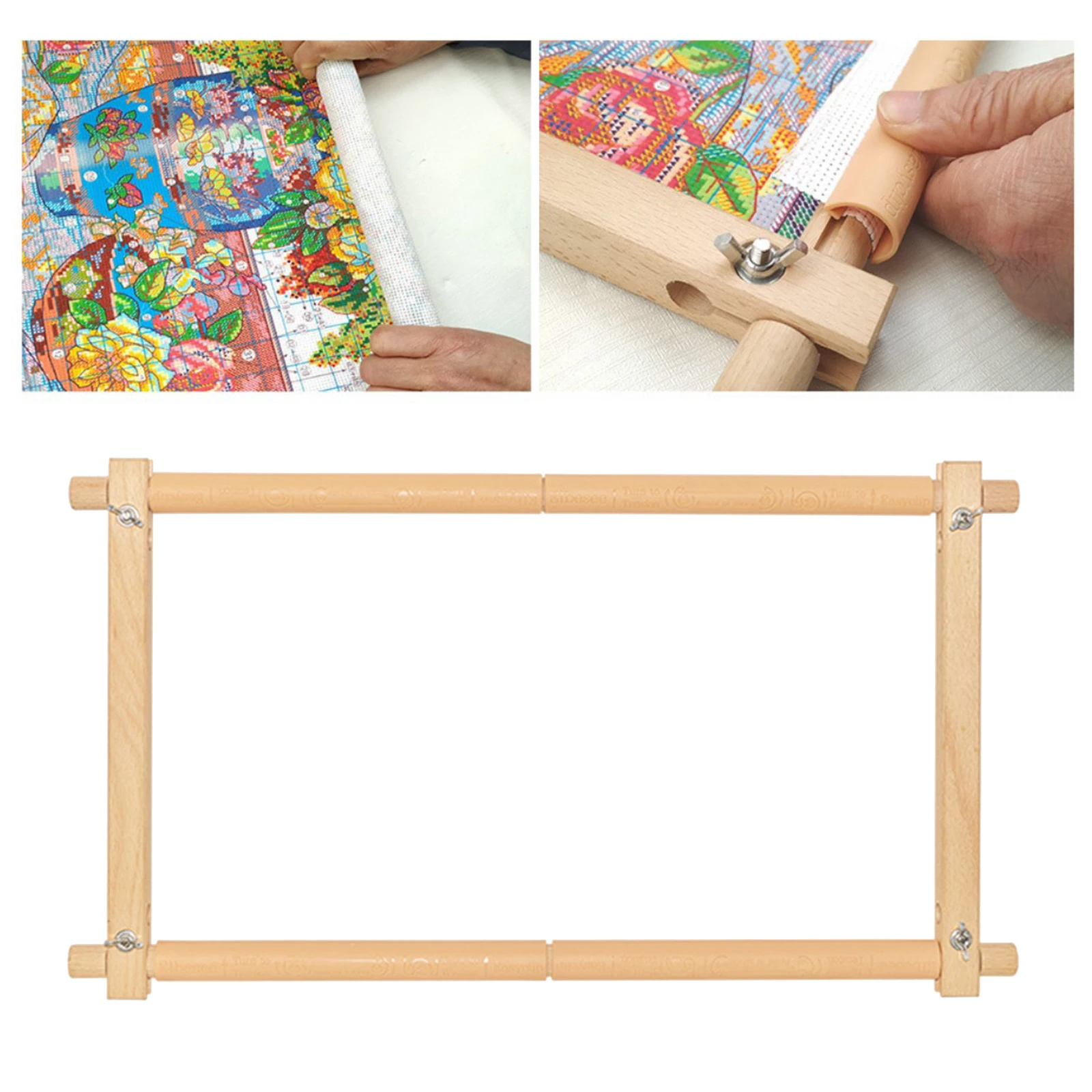 Rectangle Wooden Tapestry Scroll Embroidery Silk-painting Frame Cross Stitch Sewing Tool