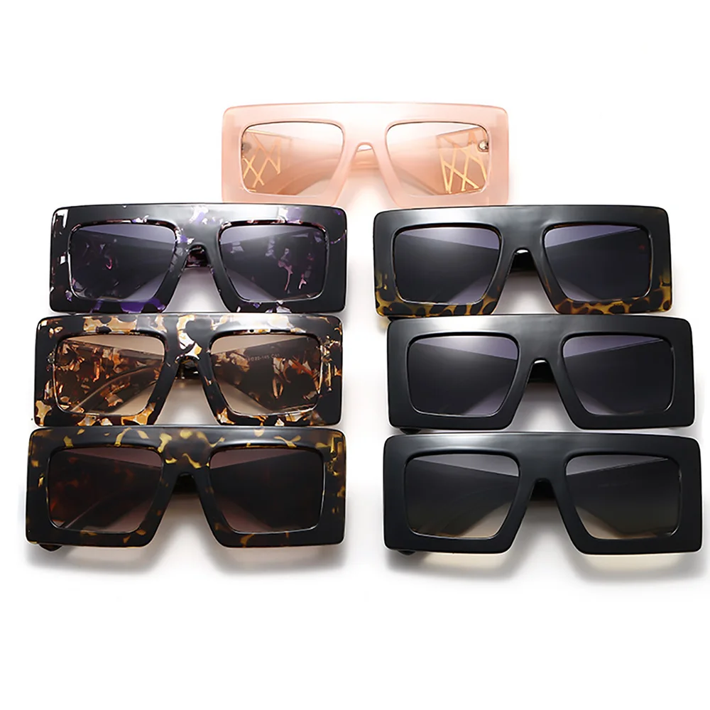 New Oversized Square Sunglasses Women 2020 Luxury Brand Fashion Leopard Black Sun Glasses Men Gafas Shade Mirror Visor Oculos