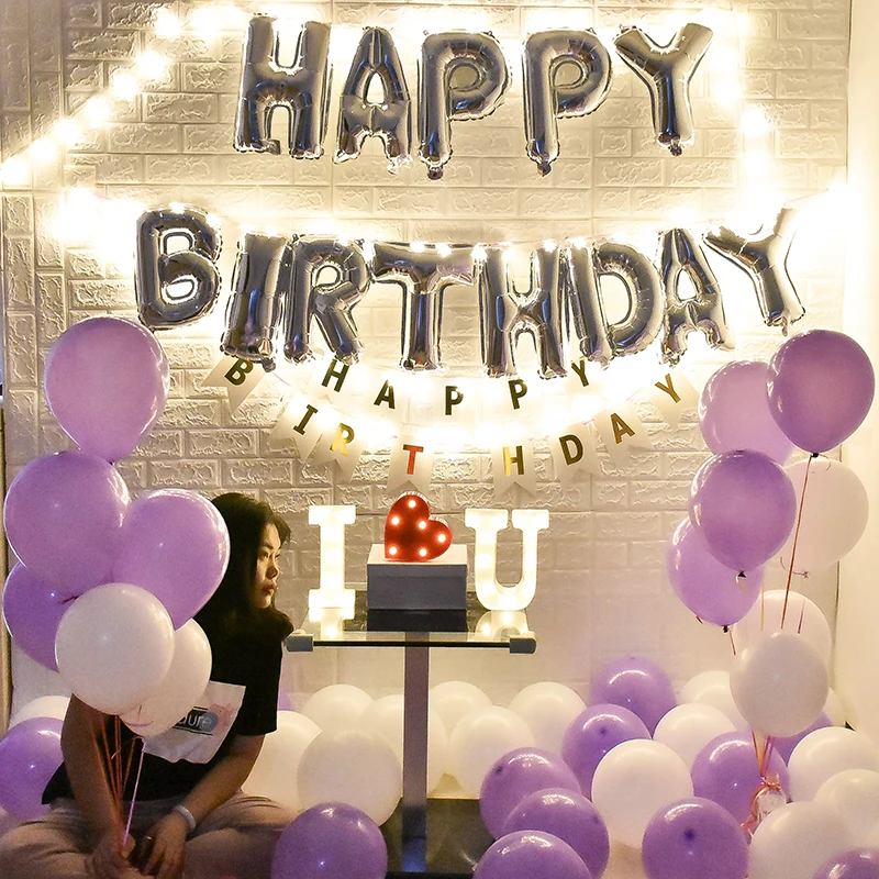 Adult birthday party decoration letter aluminum film balloon birthday proposal confession decoration supplies romantic